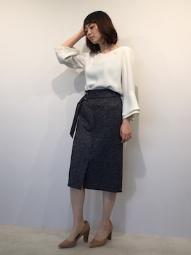 「22オクトーブル」｜「アイテム（スカート）」を使った、22 OCTOBRE Staffさん（レディース・157cm）の秋コーディネート