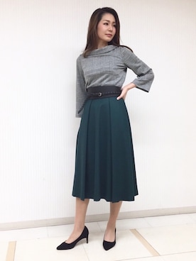 「22オクトーブル」｜「アイテム（スカート）」を使った、22 OCTOBRE Staffさん（レディース・170cm）の冬コーディネート