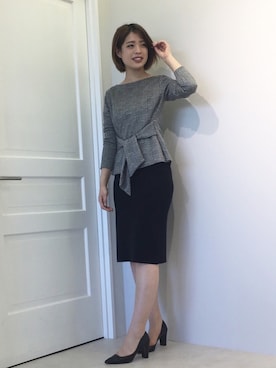 「22オクトーブル」｜「アイテム（スカート）」を使った、22 OCTOBRE Staffさん（レディース・169cm）の冬コーディネート