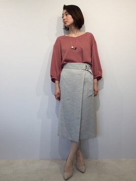 「22オクトーブル」｜「アイテム（スカート）」を使った、22 OCTOBRE Staffさん（レディース・157cm）の春コーディネート