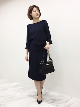 「22オクトーブル」｜「アイテム（スカート）」を使った、22 OCTOBRE Staffさん（レディース・160cm）の春コーディネート