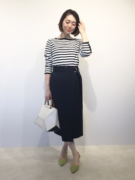 「22オクトーブル」｜「アイテム（スカート）」を使った、22 OCTOBRE Staffさん（レディース・160cm）の春コーディネート