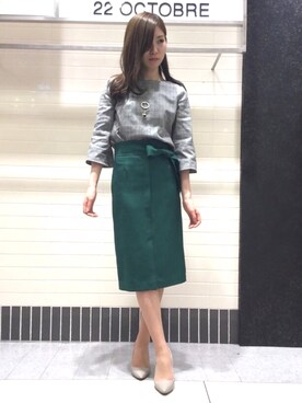 「22オクトーブル」｜「アイテム（スカート）」を使った、22 OCTOBRE Staffさん（レディース・167cm）の春コーディネート
