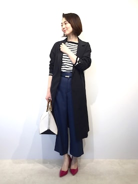 「マリンコーデ」｜「アイテム（その他アウター）」を使った、22 OCTOBRE Staffさん（レディース・160cm）の春コーディネート