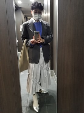 「シルバーパンプス」｜「アイテム（ジャケット/アウター）」を使った、𝐒𝐇𝐈𝐎𝐑𝐈
さん（レディース・160cm）の春コーディネート