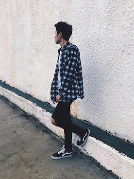 「PULL&BEAR（プルアンドベア）のアイテム（シャツ/ブラウス）」を使った、Chunhoe Pehさん（メンズ・175cm）の冬コーディネート