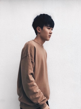 「TOPMAN（トップマン）のアイテム（スウェット）」を使った、Chunhoe Pehさん（メンズ・175cm）の冬コーディネート