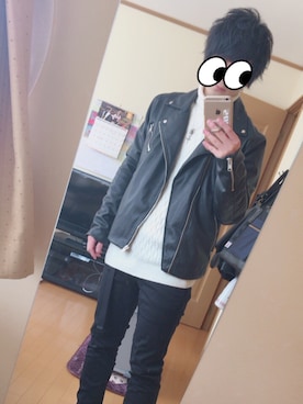 「ライダースコーデ」｜「アイテム（アクセサリー）」を使った、☆かいぼん☆さん（メンズ・170cm）の春コーディネート