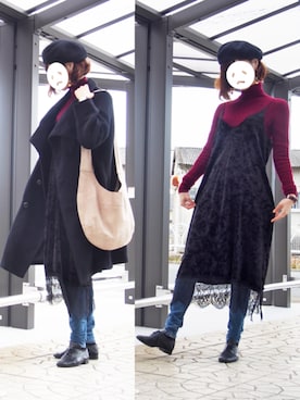 「HELIOPOLE（エリオポール）のアイテム（その他シューズ）」を使った、もずくちゃんさん（レディース・160cm）の冬コーディネート