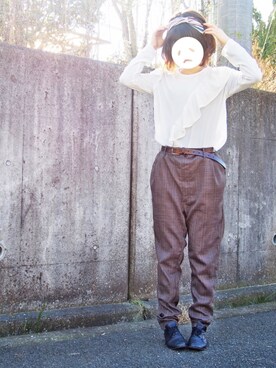 「HELIOPOLE（エリオポール）のアイテム（その他シューズ）」を使った、もずくちゃんさん（レディース・160cm）の冬コーディネート