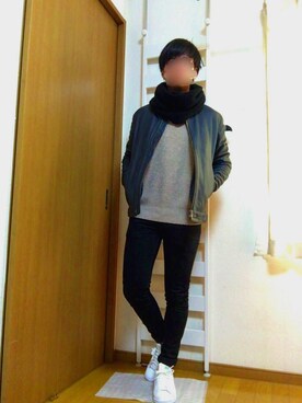 「JOURNAL STANDARD relume（ジャーナルスタンダード　レリューム）のアイテム（ライダースジャケット）」を使った、shuさん（メンズ・163cm）の冬コーディネート