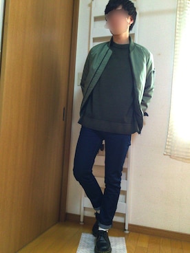 「GU（ジーユー）の（GU）スキニーフィットジーンズ（MEN ⁄ ジーンズ）」を使った、shuさん（メンズ・163cm）の春コーディネート