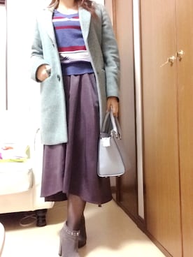 「水色」｜「アイテム（チェスターコート）」を使った、MEEMEEさん（レディース・150cm）の冬コーディネート