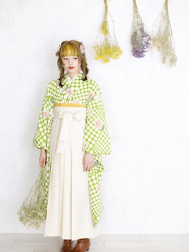 「袴」｜「アイテム（浴衣）」を使った、えのちゃんさん（レディース・161cm）の秋コーディネート