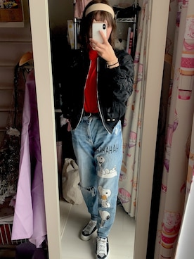 「H&M（エイチ・アンド・エム）のアイテム（デニムパンツ、ブルー系）」を使った、ベルさん（レディース・164cm）の秋コーディネート