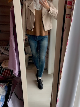 「HYSTERIC GLAMOUR（ヒステリックグラマー）のアイテム（デニムパンツ、ブルー系）」を使った、ベルさん（レディース・164cm）の秋コーディネート