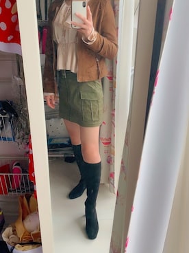 「Right-on（ライトオン）のアイテム（ノーカラージャケット）」を使った、ベルさん（レディース・164cm）の秋コーディネート