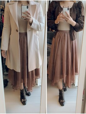 「UNTITLED（アンタイトル）のアイテム（チェスターコート）」を使った、ベルさん（レディース・164cm）の秋コーディネート