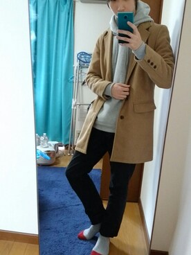 「カジュアルダウン」｜「アイテム（チェスターコート）」を使った、Satoruさん（メンズ・174cm）の冬コーディネート