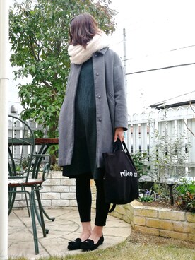 「タッセル」｜「アイテム（ステンカラーコート）」を使った、SaKuRaさん（レディース・164cm）の冬コーディネート