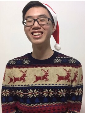 「TOPMAN（トップマン）のアイテム（ニット/セーター）」を使った、Wen Haoさん（メンズ・179cm）の冬コーディネート