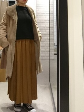 「URBAN RESEARCH（アーバンリサーチ）のアイテム（ムートンコート）」を使った、みきさん（レディース・154cm）の冬コーディネート