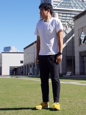 「Maison Kitsune（メゾンキツネ）のアイテム（Tシャツ/カットソー）」を使った、LB_YAMAZAKIさん（メンズ・176cm）の夏コーディネート