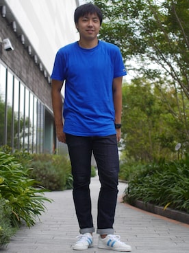 「Champion（チャンピオン）のアイテム（Tシャツ/カットソー）」を使った、LB_YAMAZAKIさん（メンズ・176cm）の夏コーディネート