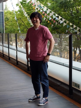 「UNIQLO（ユニクロ）のアイテム（チノパンツ）」を使った、LB_YAMAZAKIさん（メンズ・175cm）の夏コーディネート
