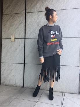 「ミッキー」｜Fukazawaさん（レディース・160cm）の冬コーディネート