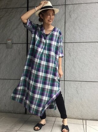 未使用 JOURNAL STANDARD 40リネンチェックワンピース