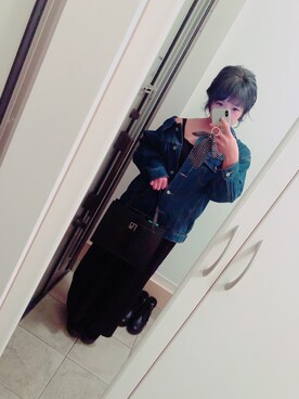 「アイテム（デニムジャケット）」を使った、macoteaさん（レディース・153cm・20代）の春コーディネート