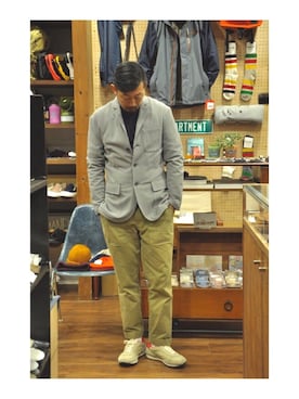 「melple（メイプル）のアイテム（ジャケット/アウター）」を使った、クボタ ユウイチさん（メンズ・174cm）の秋コーディネート