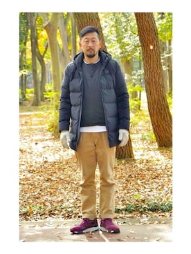 「melple（メイプル）のアイテム（その他アウター）」を使った、クボタ ユウイチさん（メンズ・174cm）の秋コーディネート
