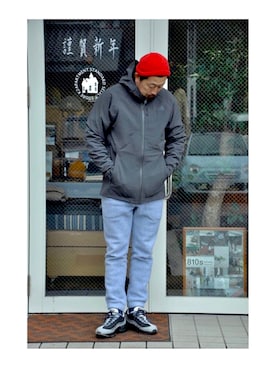 「ザノースフェイス」｜「アイテム（マウンテンパーカー）」を使った、クボタ ユウイチさん（メンズ・174cm）の冬コーディネート