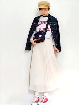 「赤コンバース」｜「アイテム（その他アウター）」を使った、こうさん（レディース・162cm）の春コーディネート