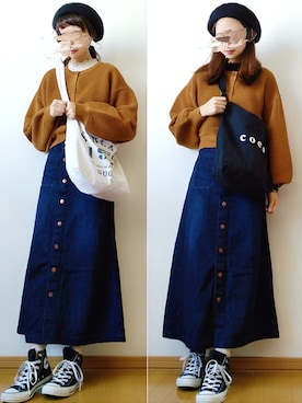 「コンバース ハイカット」｜「アイテム（ハンチング/ベレー帽）」を使った、こうさん（レディース・162cm）の春コーディネート