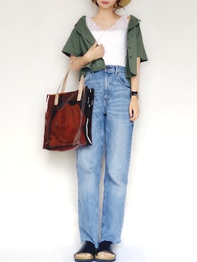 「レースタンク」｜「アイテム（アナログ腕時計）」を使った、こうさん（レディース・162cm）の夏コーディネート