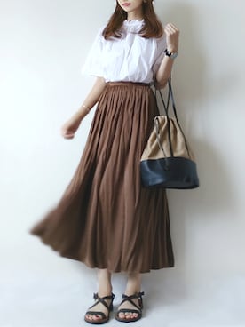 「STUDIOUS SELECT（ステュディオスセレクト）のアイテム」を使った、こうさん（レディース・162cm）の夏コーディネート