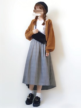 「ミッキーT」｜「アイテム（ハンチング/ベレー帽）」を使った、こうさん（レディース・162cm）の秋コーディネート
