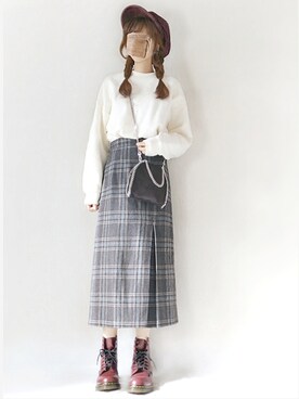 「UNIQLO U」｜「アイテム（キャスケット）」を使った、こうさん（レディース・162cm）の秋コーディネート