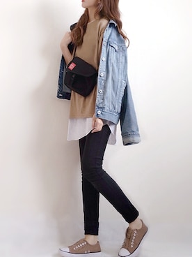 「UNIQLO（ユニクロ）のWOMEN ウルトラストレッチジーンズ（デニムパンツ）」を使った、こうさん（レディース・162cm）の春コーディネート