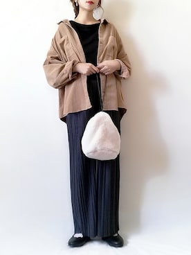 「ビッグシャツ」｜「アイテム（パンプス）」を使った、こうさん（レディース・162cm）の秋コーディネート