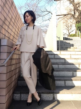 「ウェッジソール」｜「アイテム（ジャケット/アウター）」を使った、quruminさん（レディース・162cm）の春コーディネート