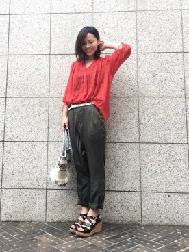 「カーキパンツ」｜quruminさん（レディース・162cm）の夏コーディネート