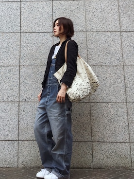 「マーガレット・ハウエル(MARGARET HOWELL)」｜「アイテム（サロペット/オーバーオール）」を使った、quruminさん（レディース・162cm）の春コーディネート