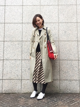 「ラップスカート」｜「アイテム（トレンチコート）」を使った、quruminさん（レディース・162cm）の秋コーディネート