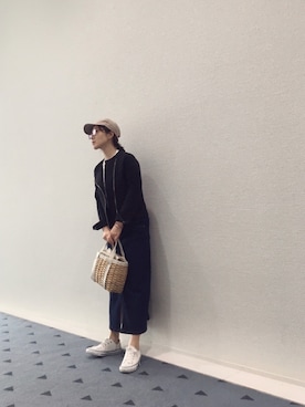 「アイテム（かごバッグ、ホワイト系）」を使った、quruminさん（レディース・162cm）の秋コーディネート