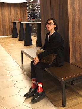 「HACKNEY UNION WORKHOUSE（ハックニーユニオンワークハウス）のアイテム（ジャケット/アウター）」を使った、quruminさん（レディース・162cm）の冬コーディネート