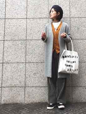 「テラコッタ」｜「アイテム（ハンチング/ベレー帽）」を使った、quruminさん（レディース・162cm）の冬コーディネート